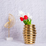 Marveon Golden Delight: 20 cm Ceramic Flower Vase For Chic Decor - Chic Decora