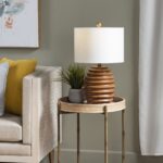 Melmore 24″ Resin Honeycomb Table Lamp with Linen Drum Shade, Brown - Chic Decora