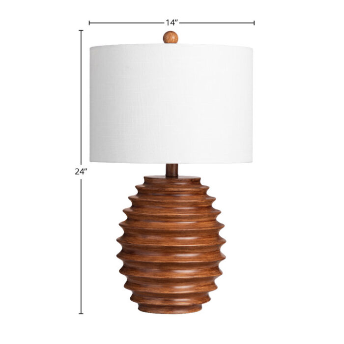 Melmore 24″ Resin Honeycomb Table Lamp with Linen Drum Shade, Brown - Chic Decora