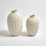 Nail Head Vase-Rustic White - Chic Decora