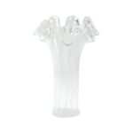 Onda Glass Clear with White Lines Vase - Chic Decora