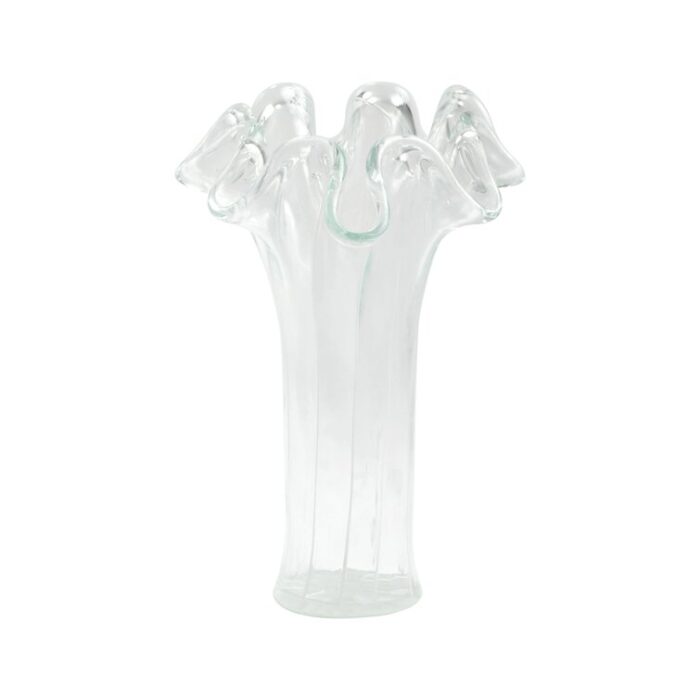 Onda Glass Clear with White Lines Vase - Chic Decora