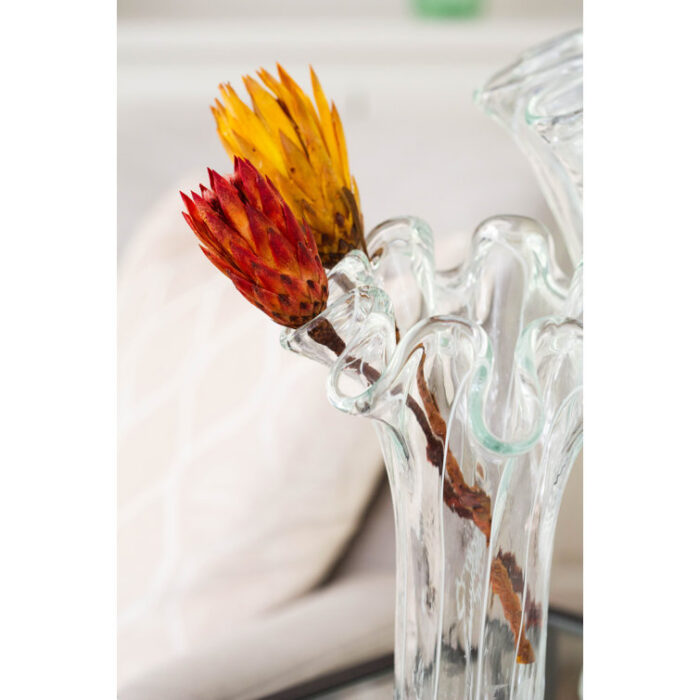 Onda Glass Clear with White Lines Vase - Chic Decora