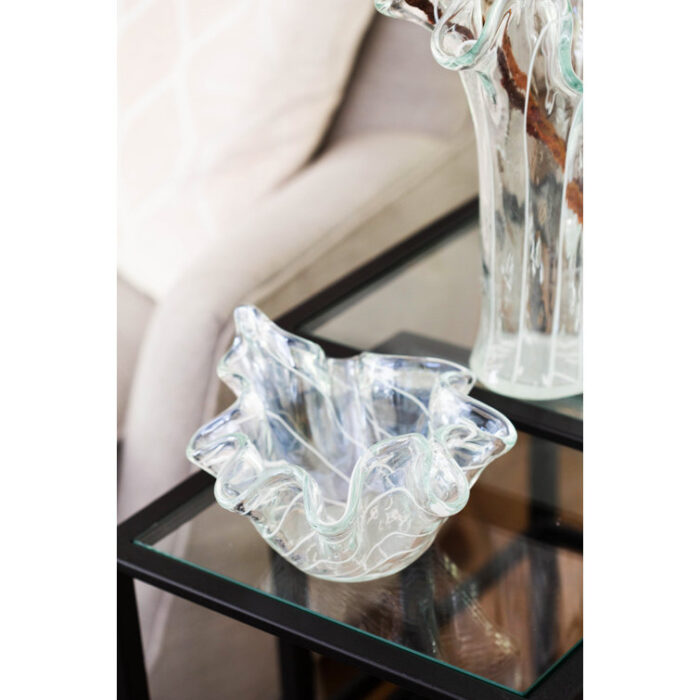 Onda Glass Clear with White Lines Vase - Chic Decora