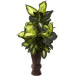 Pembroke 50” Faux Foliage Plant in Wood Decorative Vase - Chic Decora