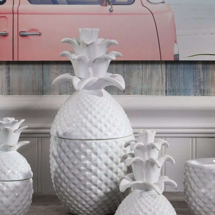 Pineapple Motif Covered Storage Jar - Chic Decora