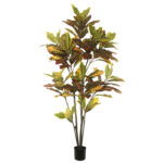 Potted Artificial Green and Orange Croton Tree - Chic Decora