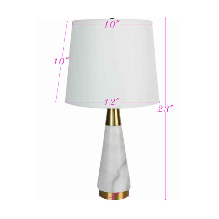 Rezki 23.5″ H Modern Urban Solid White Marble Metal Table Lamp for Home Office Decor w/ 9W LED Bulb - Chic Decora