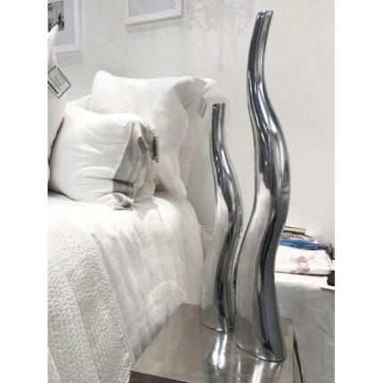 Roarke (Set Of 2) Modern Tall Silver Squiggly Vases - Chic Decora