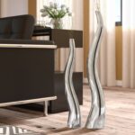 Roarke (Set Of 2) Modern Tall Silver Squiggly Vases - Chic Decora