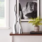 Roarke (Set Of 2) Modern Tall Silver Squiggly Vases - Chic Decora