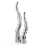 Roarke (Set Of 2) Modern Tall Silver Squiggly Vases - Chic Decora