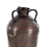 Russia Brown Metal Tall Floor Mediterranean Style Vase with Hammered Details and Handles - Chic Decora