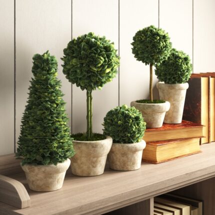 Swader Faux Boxwood Topiary in Ceramic Pot - Chic Decora