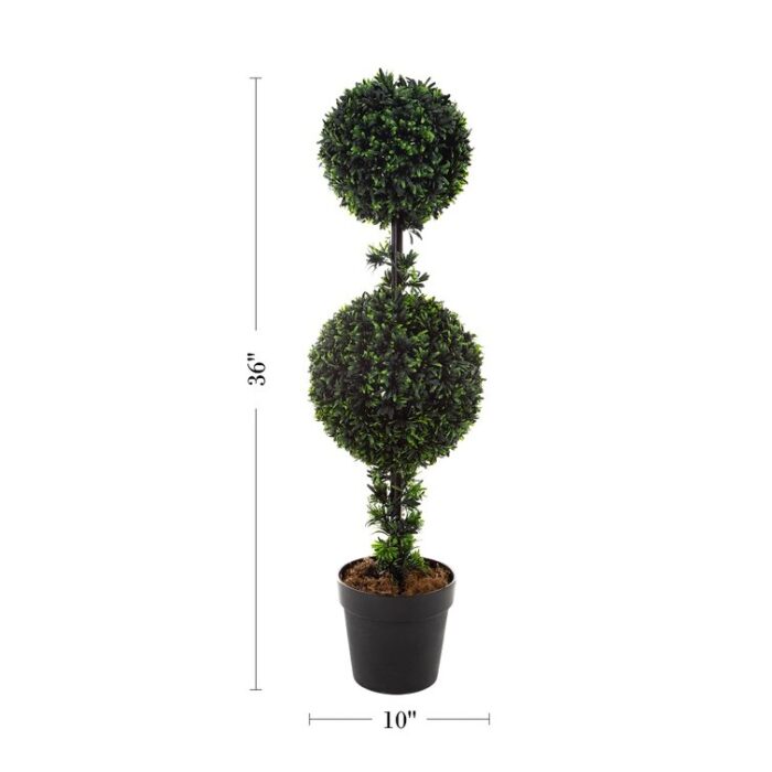 Topiary Life 3 36” Faux Podocarpus Topiary in Pot - Chic Decora