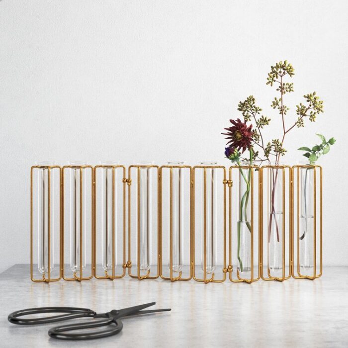 Truckee Tests Tube Vases in Metal Stand - Chic Decora