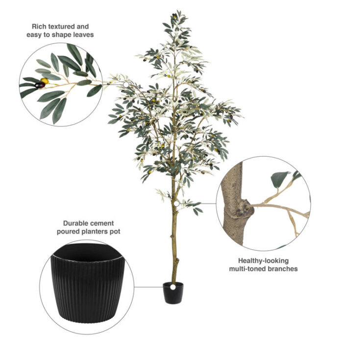 Vickerman 7′ Artificial Potted Olive Tree. - Chic Decora