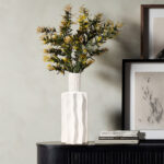 White Fluted Stoneware Table Vase - Chic Decora