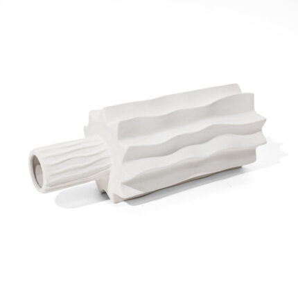 White Fluted Stoneware Table Vase - Chic Decora