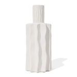 White Fluted Stoneware Table Vase - Chic Decora