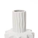 White Fluted Stoneware Table Vase - Chic Decora