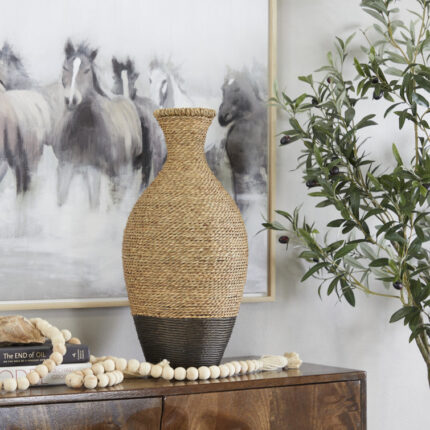 Wolton Brown/Dark Brown Seagrass Table Vase - Chic Decora