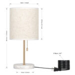 Bedside Table Lamp with Marble Base and Fabric Linen Shape for Bedroom, Dormitory and Living Room - Chic Decora