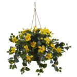 20” Faux Ivy Plant in Wicker Basket - Chic Decora