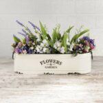 11” Faux Flowering Plant in Wood Planter - Chic Decora