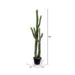 Artificial Green Cactus, Black Plastic Planters Pot - Chic Decora