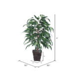 4′ Artificial Mango Bush, Square Willow Basket. - Chic Decora