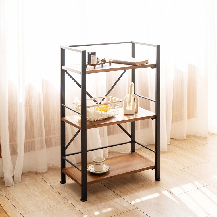 23.6” W Iron Solid Wood Etagere Bookcase - Chic Decora