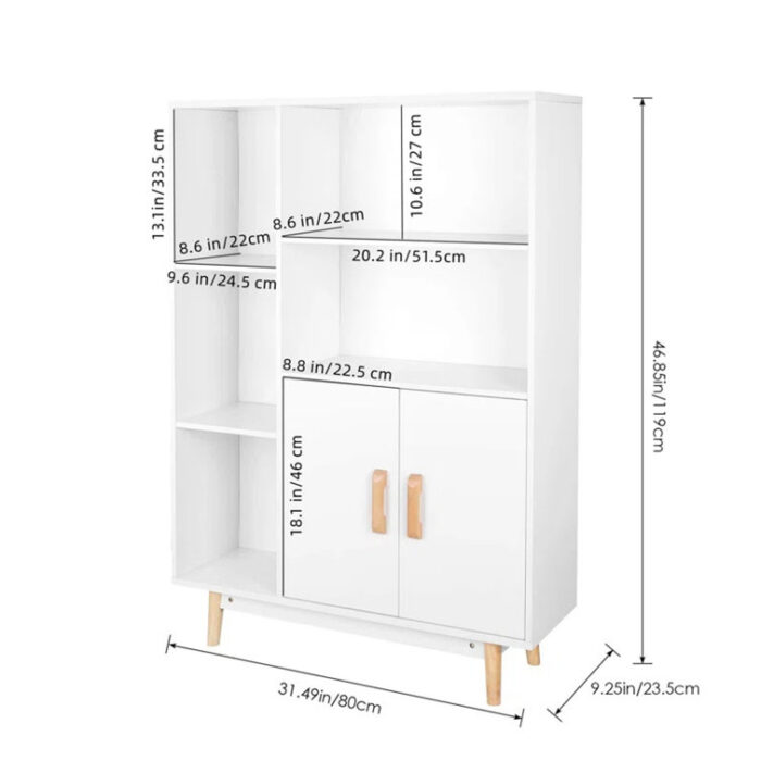 46.85″ H x 31.49″ W Bookcase - Chic Decora