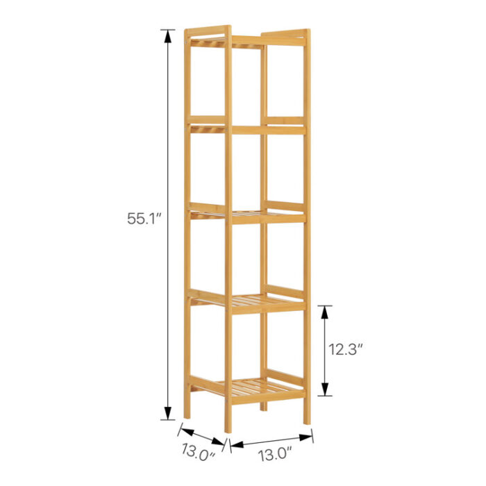 5 Tiers Bamboo Bookcase, Modern Bookshelf, Corner Display Shelf for Home - Chic Decora