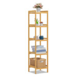 5 Tiers Bamboo Bookcase, Modern Bookshelf, Corner Display Shelf for Home - Chic Decora