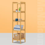 5 Tiers Bamboo Bookcase, Modern Bookshelf, Corner Display Shelf for Home - Chic Decora