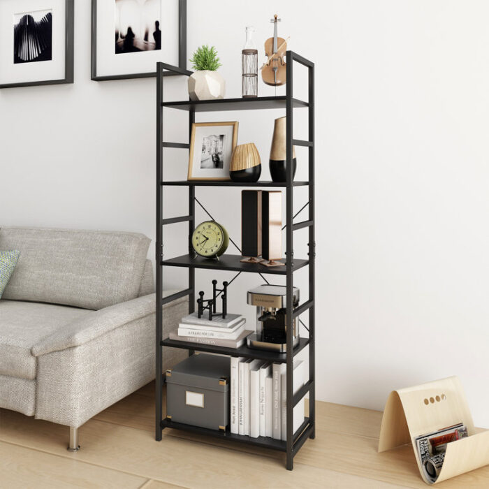 62.4” H x 23.6” W Standard Bookcase Steel Etagere Bookcase - Chic Decora