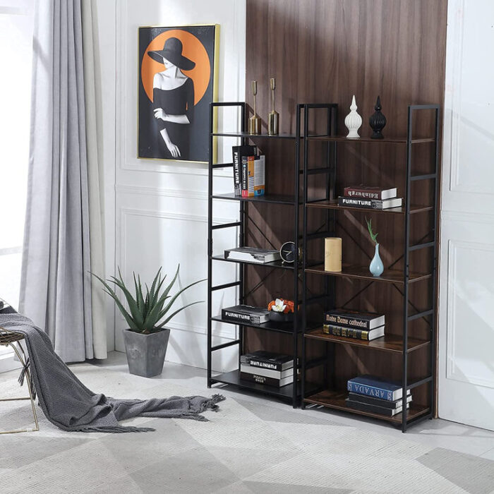 62.4” H x 23.6” W Standard Bookcase Steel Etagere Bookcase - Chic Decora