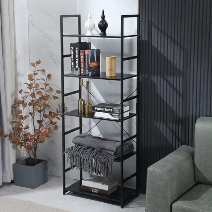 62.4” H x 23.6” W Standard Bookcase Steel Etagere Bookcase - Chic Decora