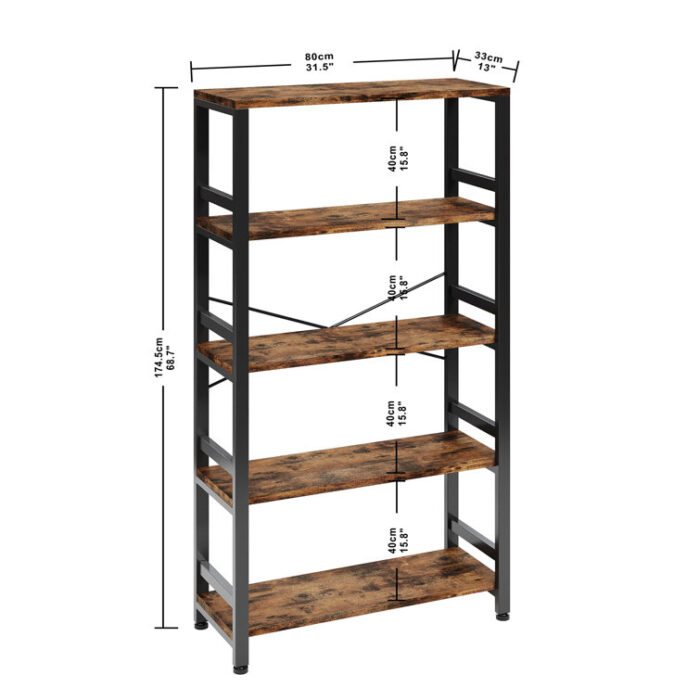 68.7″ H x 31.5″ W Iron Etagere Bookcase Ladder Shelf 110lbs - Chic Decora