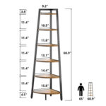 68.9″ H x 17.7″ W Iron Corner Bookcase 6 Tier Ladder Shelf - Chic Decora