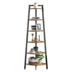 68.9″ H x 17.7″ W Iron Corner Bookcase 6 Tier Ladder Shelf - Chic Decora