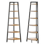 68.9″ H x 17.7″ W Iron Corner Bookcase 6 Tier Ladder Shelf - Chic Decora