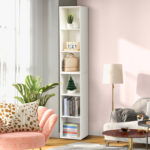 6 Tiers Narrow Corner Bookshelf, Cube Bookcase with Storage for Small Spaces, Home, Office - Chic Decora