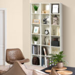 6 Tiers Narrow Corner Bookshelf, Cube Bookcase with Storage for Small Spaces, Home, Office - Chic Decora