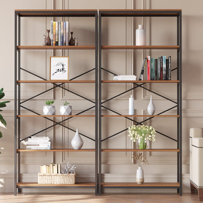 71” H x 31.6” W Steel Etagere Bookcase - Chic Decora