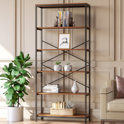 71” H x 31.6” W Steel Etagere Bookcase - Chic Decora