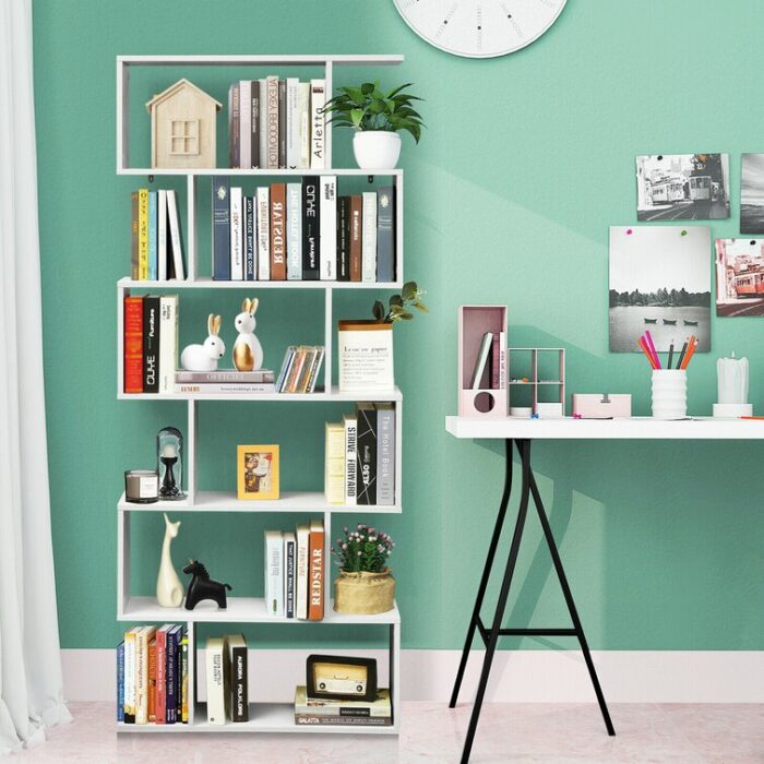 75″ H x 31.5″ W Geometric Bookcase - Chic Decora