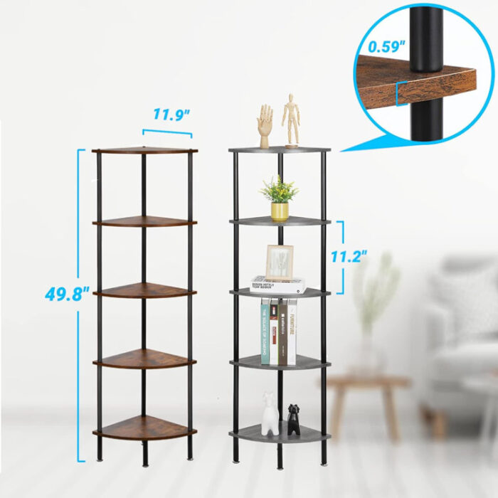 Aadiv Corner Bookcase - Chic Decora