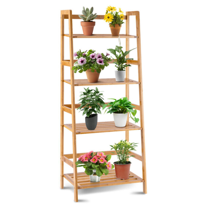 Aaroon4-Tier Multifunctional Bamboo Bookcase Storage Stand Rack - Chic Decora